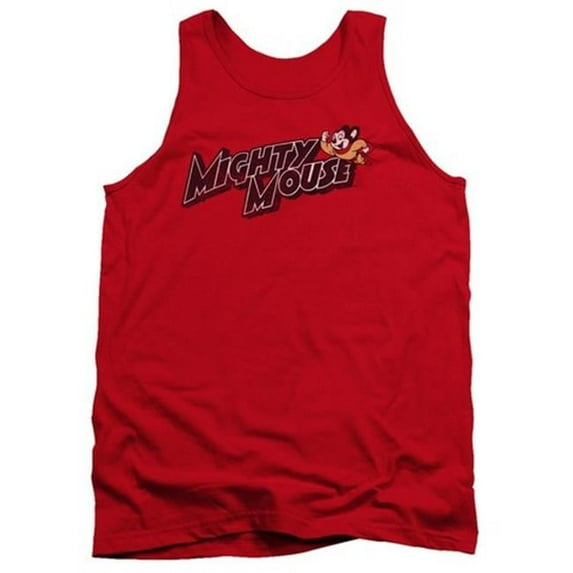 Trevco Mighty Mouse-Might Logo - Adult Tank Top - Red- Large