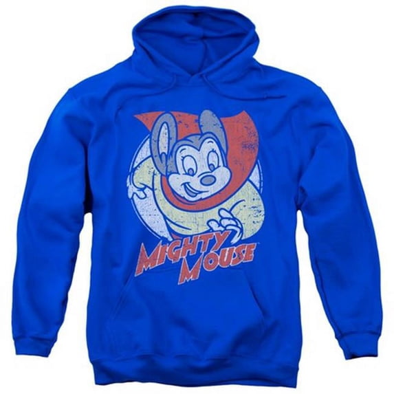 Trevco Mighty Mouse-Mighty Circle - Adult Pull-Over Hoodie - Royal Blue- Medium