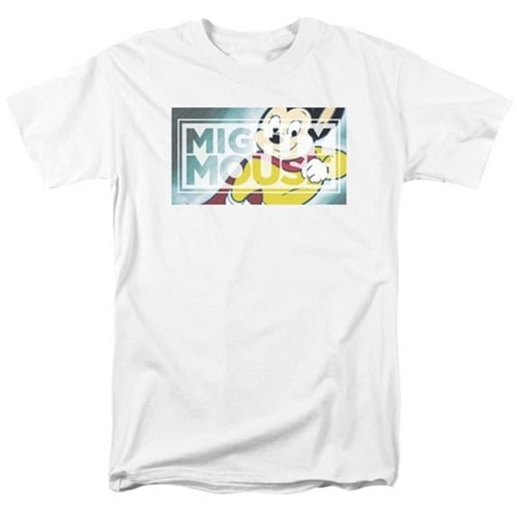 Trevco Mighty Mouse-Mighty Rectangle - Short Sleeve Adult 18-1 Tee - White- 5X