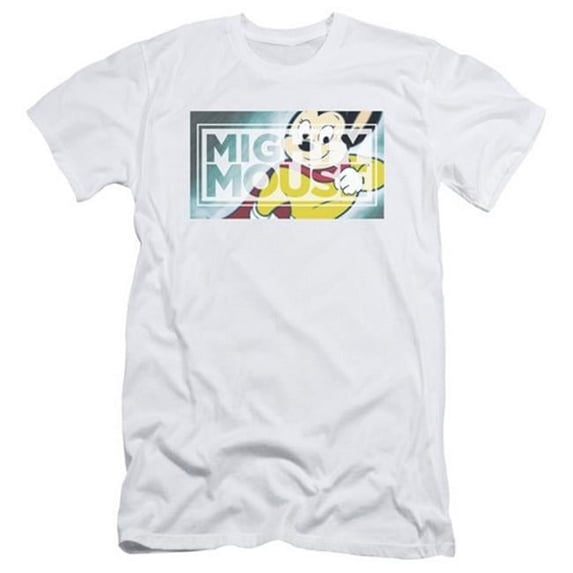 Trevco Mighty Mouse-Mighty Rectangle - Short Sleeve Adult 30-1 Tee - White- Large