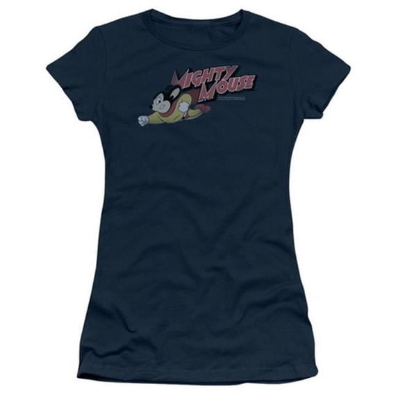 Trevco Mighty Mouse-Mighty Retro - Short Sleeve Junior Sheer Tee - Navy- 2X
