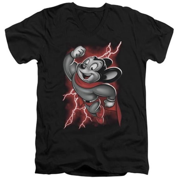 Trevco Mighty Mouse-Mighty Storm - Short Sleeve Adult 30-1 Tee - Black- Large