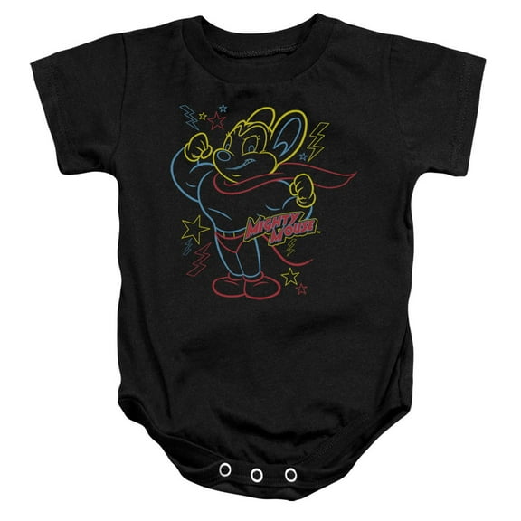 Trevco Mighty Mouse-Neon Hero - Infant Snapsuit - Black- Large 18 Mos