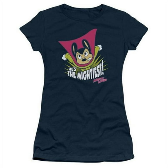 Trevco Mighty Mouse-The Mightiest - Short Sleeve Junior Sheer Tee - Navy- Medium