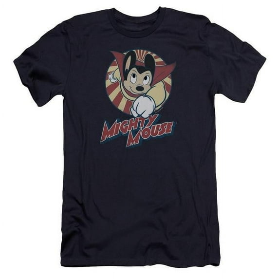 Trevco Mighty Mouse & The One the Only Adult Cotton Premium Canvas Brand Slim Fit 30-1 T-Shirt, Navy - Medium