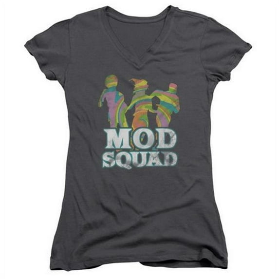 Trevco Mod Squad-Mod Squad Run Groovy - Junior V-Neck Tee - Charcoal- Medium