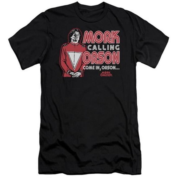 Trevco Mork & Mindy-Mork Calling Orson - Short Sleeve Adult 30-1 Tee - Black- Extra Large