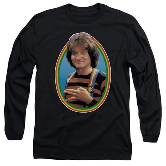 Trevco Mork & Mindy-Mork - Long Sleeve Adult 18-1 Tee - Black- Medium