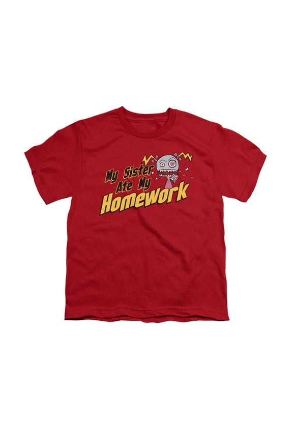 My Sister Ate My Homework-Short Sleeve Youth 18-1 T-Shirt, Red - Small
