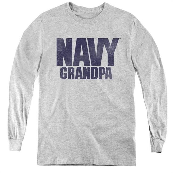Trevco NA108K-YL-2 Navy & Grandpa Youth Long Sleeve Tee Shirt - Athletic Heather, Medium