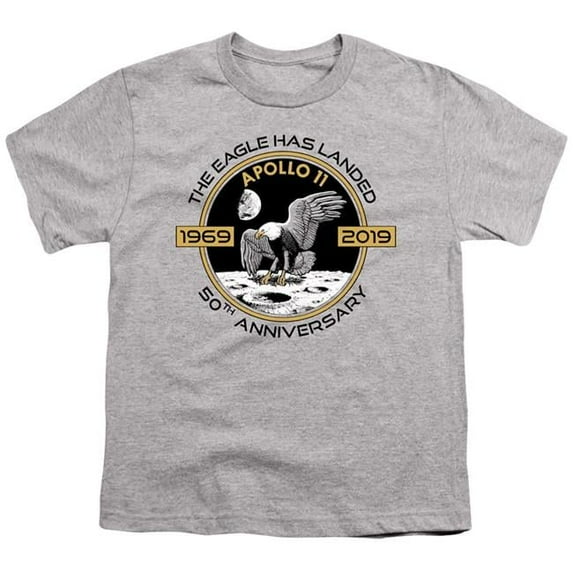 Trevco NASA160-YT-3 NASA & Apollo Circle 50th-Short Sleeve Youth 18-1 T-Shirt, Athletic Heather - Large