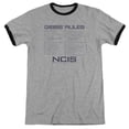 thumbnail image 1 of Trevco  NCIS & Gibbs Rules Adult Ringer Short Sleeve T-Shirt, Heather & Black - Medium, 1 of 1