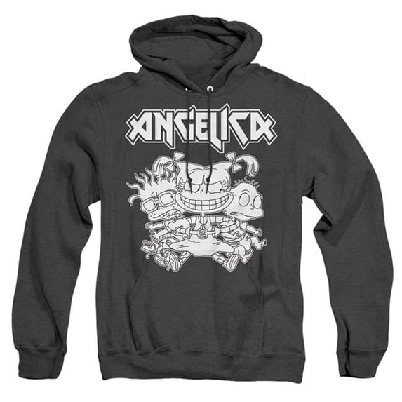 Trevco NICK237-AHH-5 Rugrats & Angelica Pickles Rocks-Adult Heather Hoodie, Black - 2X