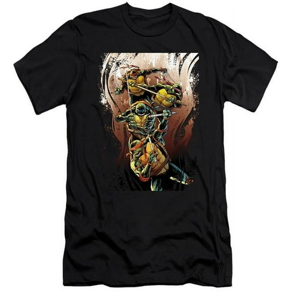 Trevco NICK310-PSF-5 Teenage Mutant Ninja Turtles & Earthy Rainbow Warriors HBO Short Sleeve Adult 30-1 T-Shirt, Black - 2X