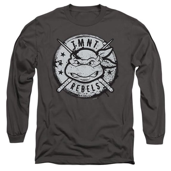 Trevco NICK325-AL-4 Teenage Mutant Ninja Turtles & Rebels Distressed Logo Long Sleeve Adult 18-1 T-Shirt, Charcoal - Extra Large