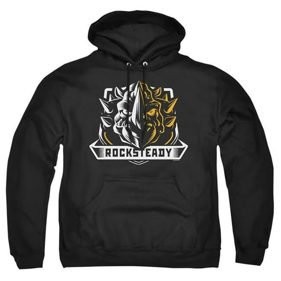 Trevco NICK328-AFTH-1 Teenage Mutant Ninja Turtles & Rocksteady-Adult Pull-Over Hoodie, Black - Small