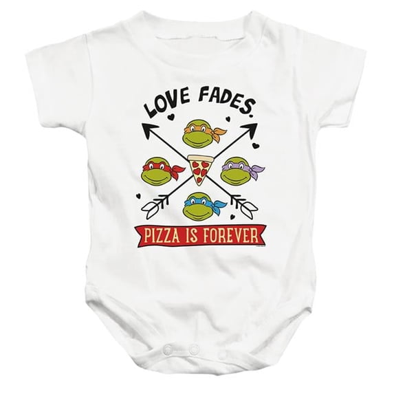 Trevco NICK329-SS-4 Teenage Mutant Ninja Turtles & Pizza Is Forever-Infant Snapsuit, White - Extra Large - 24 Month