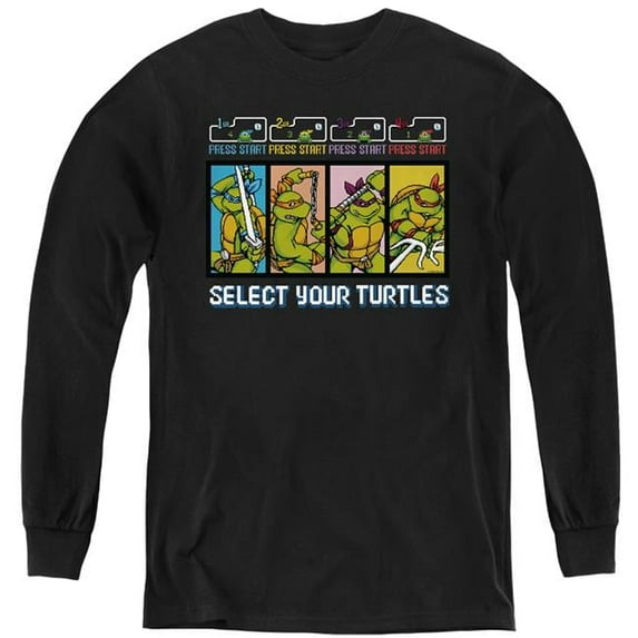 Trevco NICK331-YL-2 Teenage Mutant Ninja Turtles & Select Your Turtles-Youth Long Sleeve T-Shirt, Black - Medium