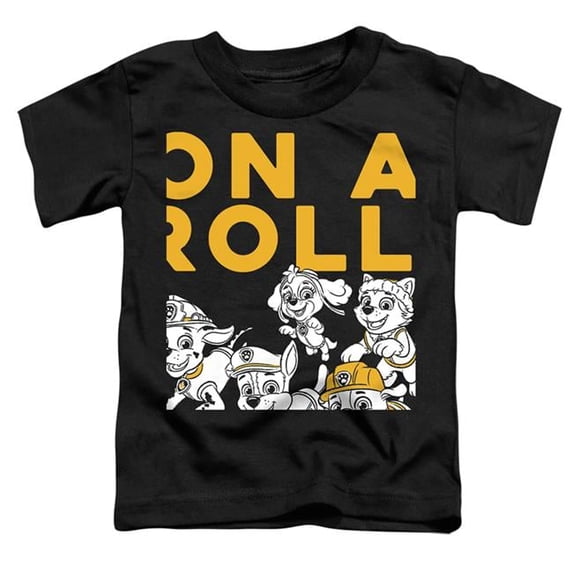 Trevco NICK381-TT-2 Paw Patrol & On A Roll Short Sleeve Toddler T-Shirt, Black - Medium 3T