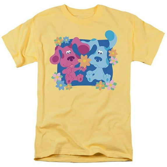Trevco NICK390-AT-6 Blues Clues Classic & Magenta & Flowers Short Sleeve Adult 18-1 T-Shirt, Banana - 3X