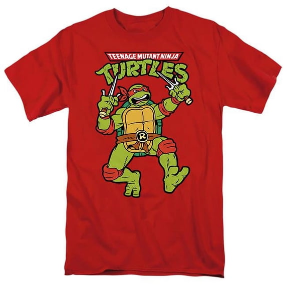 Trevco NICK469-AT-3 Teenage Mutant Ninja Turtles & Retro Raph Short Sleeve Adult 18-1 T-Shirt, Red - Large