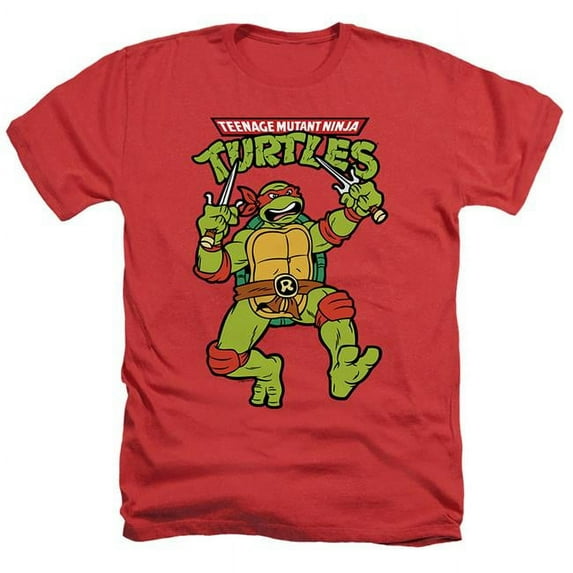 Trevco NICK469-HA-6 Teenage Mutant Ninja Turtles & Retro Raph-Adult Heather T-Shirt, Red - 3X