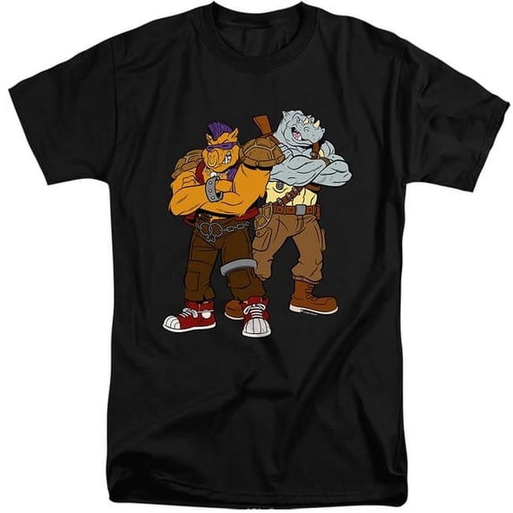 Trevco NICK479-ATT-6 Teenage Mutant Ninja Turtles & Bebop & Rocksteady Short Sleeve Adult Tall 18-1 T-Shirt, Black - 3X
