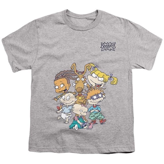 Trevco NICK484-YT-4 Rugrats & Simple Lines Short Sleeve Youth 18-1 T-Shirt, Athletic Heather - Extra Large