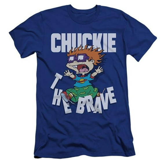 Trevco NICK574-PSF-3 Rugrats & Chuckie the Brave-HBO Short Sleeve Adult 30-1 T-Shirt, Royal Blue - Large