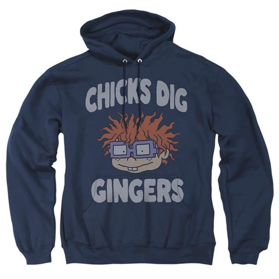 Trevco NICK748-AFTH-3 Rugrats & Chicks Dig Gingers-Adult Pull-Over Hoodie, Navy - Large