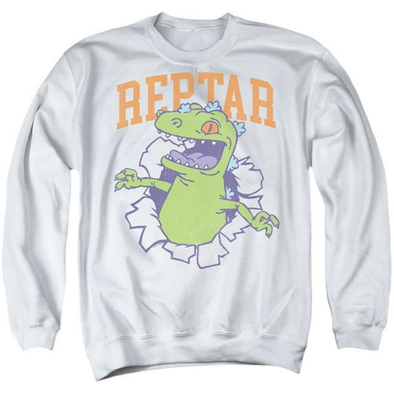 Trevco NICK767-AS-4 Rugrats & Reptar Shirt Rip-Adult Crewneck Sweatshirt, White - Extra Large