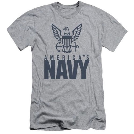 Trevco Navy-Eagle Logo Short Sleeve Adult 30-1 Tee, Athletic Heather - 2X