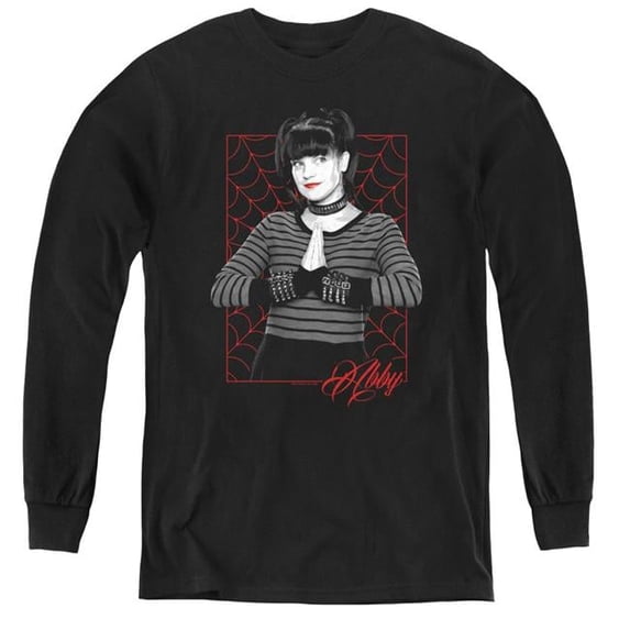 Trevco CBS1609-YL-2 Ncis & Abby Webs-Youth Long Sleeve Tee, Black - Medium