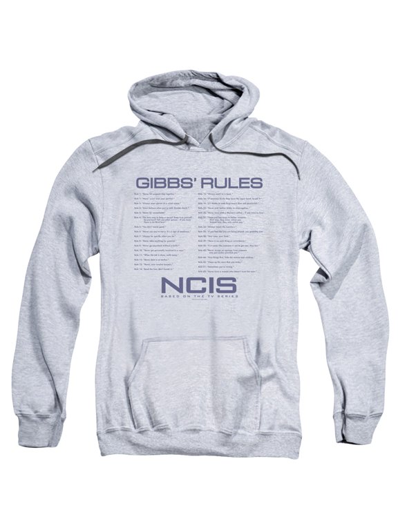 NCIS Men's Gibbs Rules Hooded Sweatshirt Large Grey