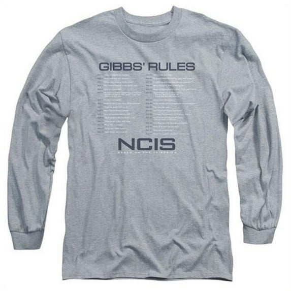 Trevco Ncis-Gibbs Rules - Long Sleeve Adult 18-1 Tee - Athletic Heather- Small