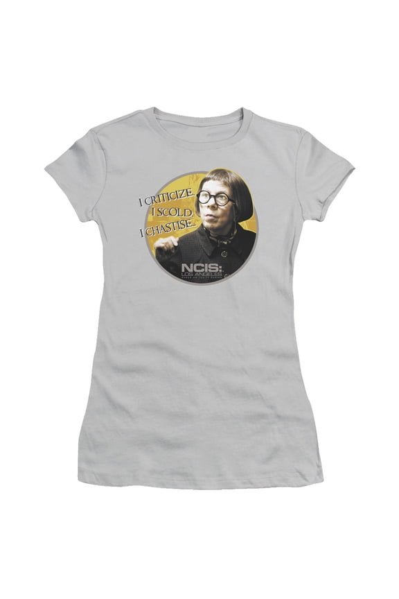 Ncis-La-Hetty - Short Sleeve Junior Sheer Tee - Silver- Extra Large