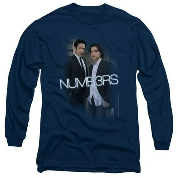 Trevco Numb3Rs-Don & Charlie - Long Sleeve Adult 18-1 Tee - Navy- Medium
