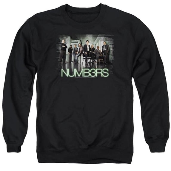 Trevco Numb3Rs & Numbers Cast Adult Cotton & Polyster Crewneck Sweatshirt, Black - 3X