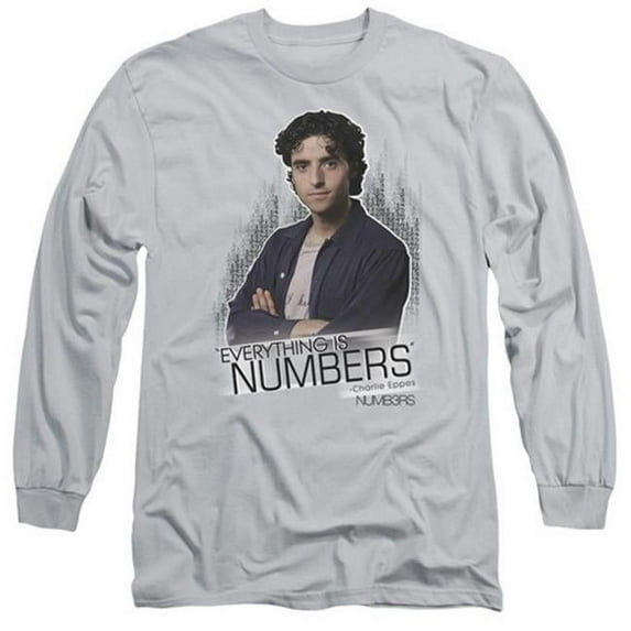 Trevco Numbers-Everything Is Numbers - Long Sleeve Adult 18-1 Tee - Silver- 2X