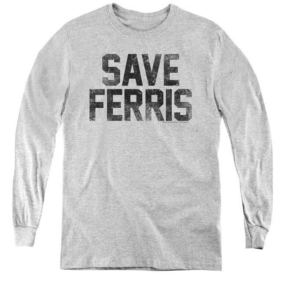 Trevco PAR399-YL-1 Ferris Bueller & Save Ferris Youth Long Sleeve Tee Shirt - Athletic Heather, Small