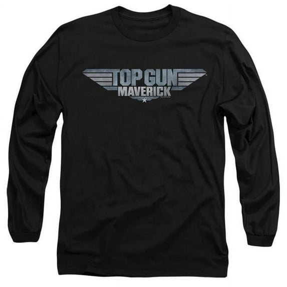 Trevco PAR804-AL-6 Top Gun-Maverick & Maverick Logo-Long Sleeve Adult 18-1 T-Shirt, Black - 3X
