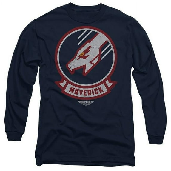 Trevco PAR809-AL-3 Top Gun-Maverick & Maverick Call Sign-Long Sleeve Adult 18-1 T-Shirt, Navy - Large