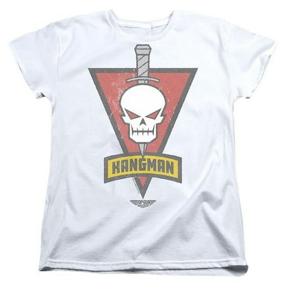 Trevco PAR811-WT-3 Top Gun-Maverick & Hangman Call Sign Short Sleeve Women T-Shirt, White - Large