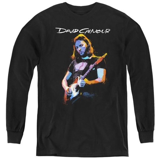 Trevco PERRY105-YL-1 David Gilmour & Guitar Gilmour Youth Long Sleeve Tee Shirt, Black - Small