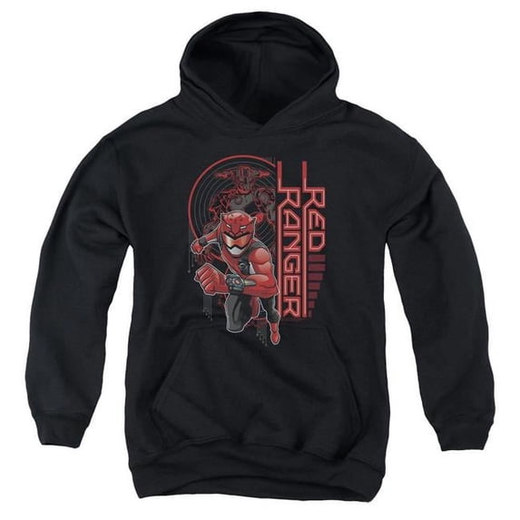 Trevco PWR2402-YFTH-3 Power Rangers & Red Ranger Print Youth Hooded Sweatshirt, Black - Large