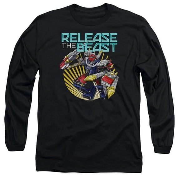 Trevco PWR2414-AL-6 Power Rangers & Beast Release Print Adult Long Sleeve T-Shirt, Black - 3X