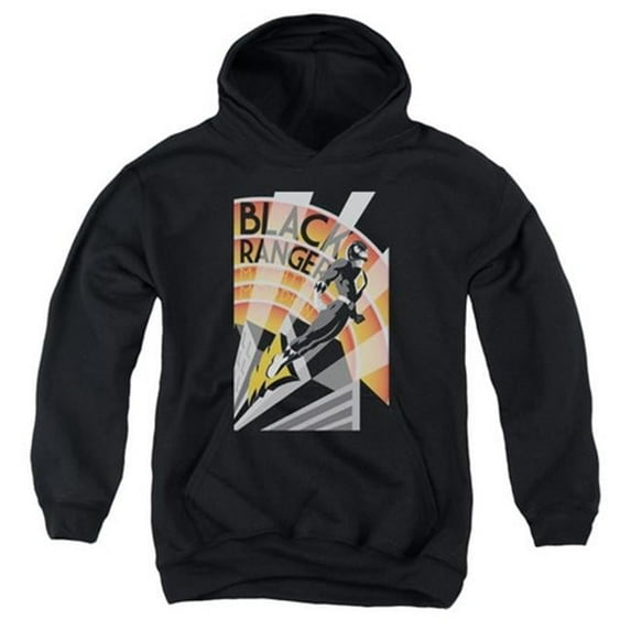 Trevco Power Rangers-Black Ranger Deco Youth Pull-Over Hoodie- Black - Medium