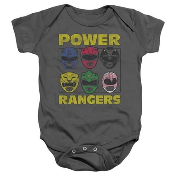 Trevco Powr Rangers-Ranger Heads Infant Snapsuit- Charcoal - XL 24 Months