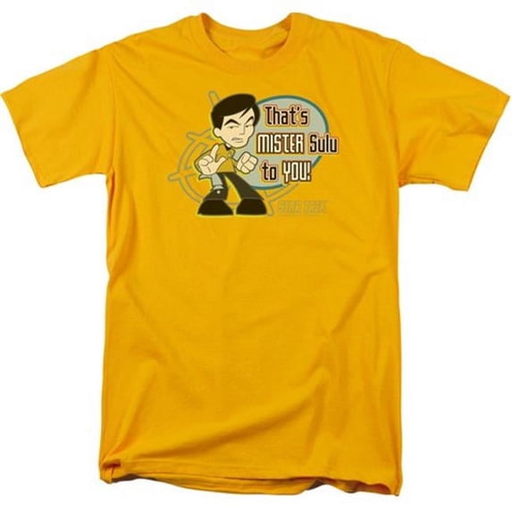 Trevco Quogs-Mr Sulu To You - Short Sleeve Adult 18-1 Tee - Gold- Medium