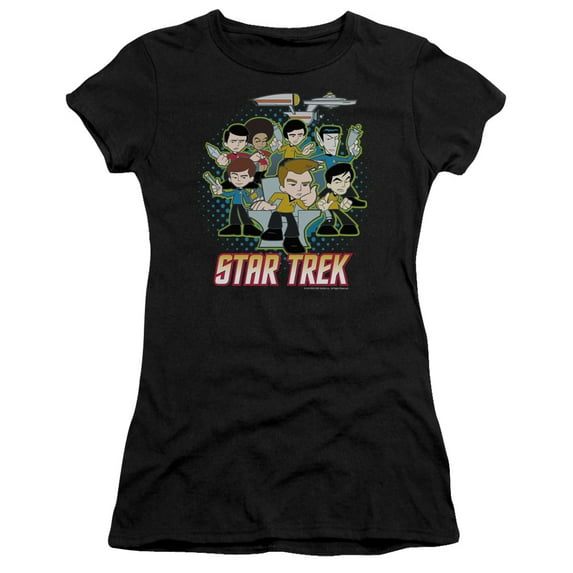 Trevco Quogs-Quogs Collage - Short Sleeve Junior Sheer Tee - Black- Large
